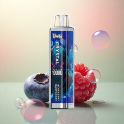 Uwin Crystal 10000 Puffs Blauwe Framboos RGB Verlichting 650mAh Type-C Snelladen 0.8 Ohm Mesh Coil